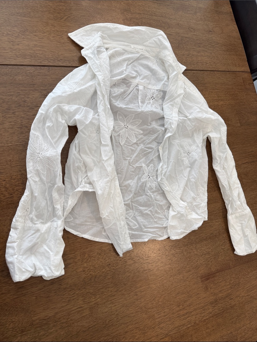 Line & Dot White Eyelet Button-Up Blouse